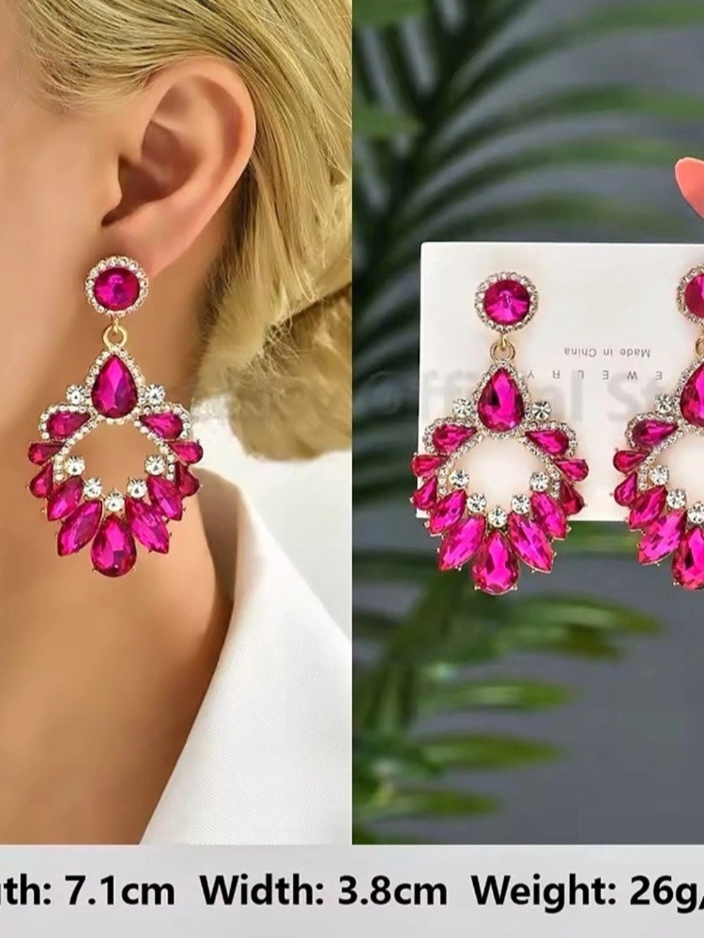 Pink & Silver Statement Drop Earrings
